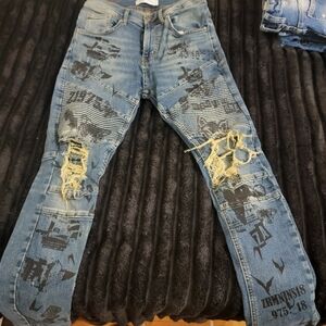 Zara Men's Skinny Jeans - Distressed Blue